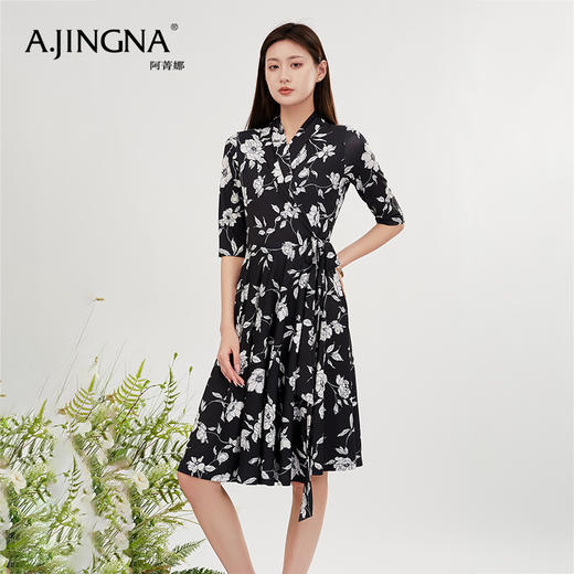 【商场同款】阿菁娜茶歇风碎花设计感连衣裙A30X112090 商品图3