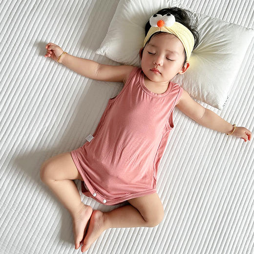 【清仓捡漏39.9三件】宝宝背心三角包屁哈衣，夏季超薄款护肚内衣婴儿童连体睡衣服莫代尔，柔软舒适面料，凉爽透气，手感华滑爽，亲肤触感，让人爱不释手 商品图0