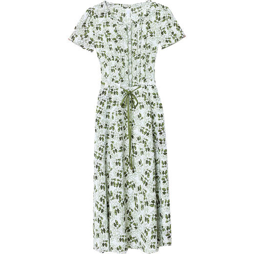 夏款修身，印花中长款大码系带时尚雪纺裙圆领短袖连衣裙QYM-FL-23778-L 商品图4