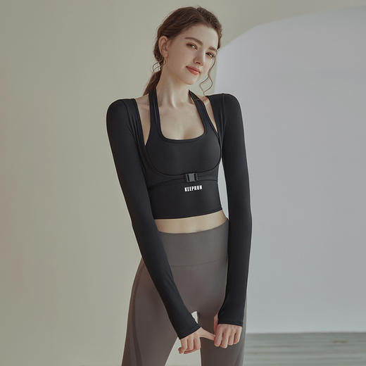 时尚专业瑜伽服套装女，新款夏季爆款！挂脖设计，运动不掉落。长袖健身服，透气舒适，跑步神器。让你时尚健康的同时尽情释放运动能量！ 商品图5