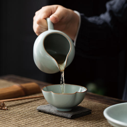 丰子汝窑【锦花杯】天青汝瓷品茗杯主人杯单个茶盏茶杯礼盒装 商品图2