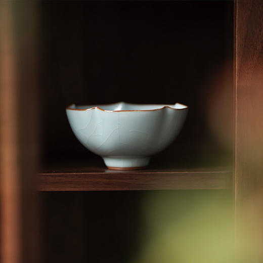 丰子汝窑【锦花杯】天青汝瓷品茗杯主人杯单个茶盏茶杯礼盒装 商品图5