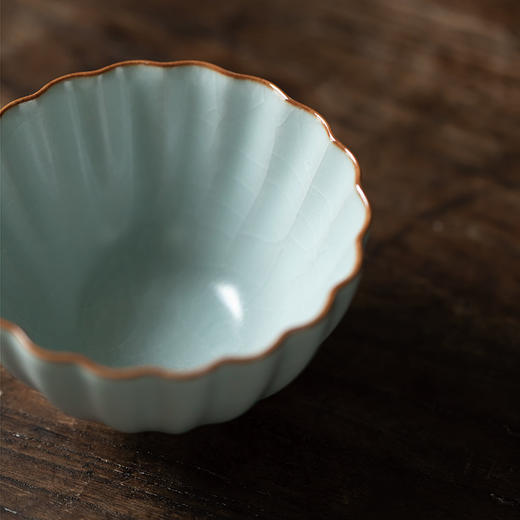 丰子汝窑【花瓣杯】陶瓷茶杯泡茶杯主人杯开片可养汝瓷品茗杯 125ml 商品图7