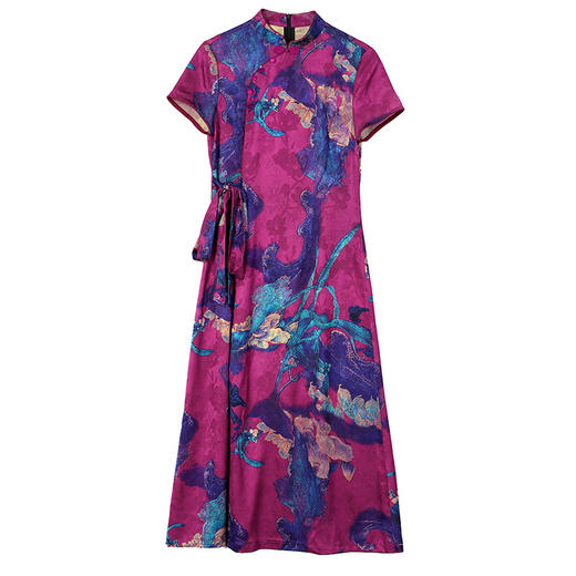 修身百搭，夏气质大码长裙改良版旗袍连衣裙HT-3901 商品图4