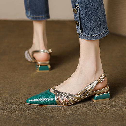 时尚百搭，法式复古孟加拉牛轻奢凉鞋MBJR-585-1 商品图0