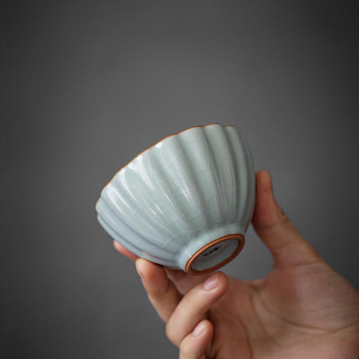 丰子汝窑【花瓣杯】陶瓷茶杯泡茶杯主人杯开片可养汝瓷品茗杯 125ml 商品图1