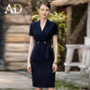 AD气质西服裙两件套女高级感主持人上镜正装套裙藏青色演讲服装 商品缩略图0