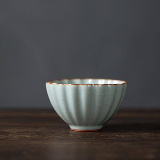 丰子汝窑【花瓣杯】陶瓷茶杯泡茶杯主人杯开片可养汝瓷品茗杯 125ml 商品图0