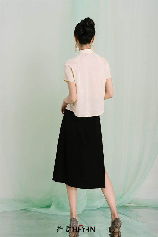 荷言GL 含霜 新中式黑色半裙 商品图2