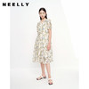 NEELLY纳俪商场同款夏季碎花连衣裙女泡泡袖抽绳收腰A字裙中长款N23061Y01200 商品缩略图0