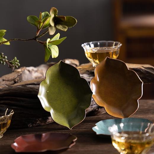 朱炳仁铜 茶道创意四季彩金碟茶盘茶碟茶托手工复古家用铜茶杯垫 商品图2