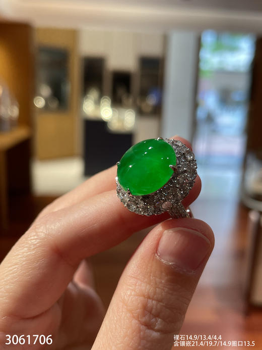 老坑近高冰艳绿蛋面戒指【3061706】具体价格微信咨询 商品图6