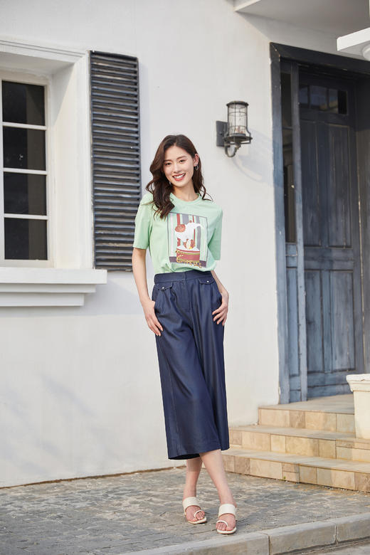 奇威  深蓝牛仔裤阔腿裤0DB02117 商品图4