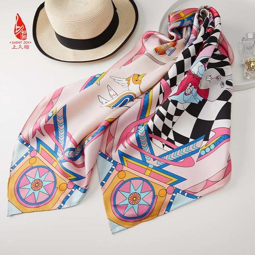 SAINTJOY/上久楷 双面印花真丝方巾  梦幻时空  FJS22045-1 商品图9