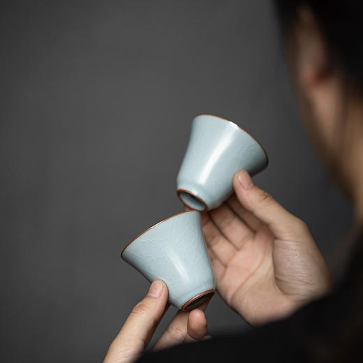 【丰子汝窑】【天青高心杯2入】茶杯手工开片主人杯陶瓷汝瓷单杯子个人品茗杯功夫茶具 商品图2