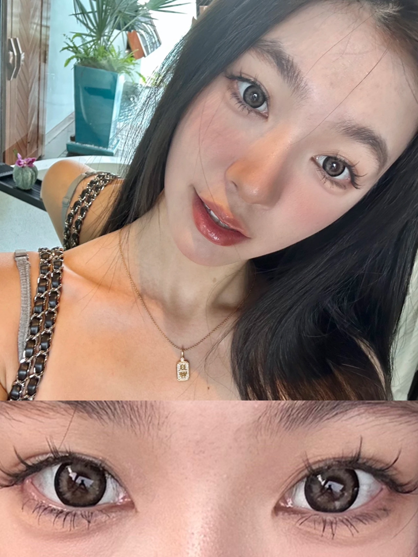 【大直径日抛和半年抛双版本】花胶奶糕 KikiCon  | 大直径14.5，着色14.2  |【一盒10片，多盒购买更划算，选款色板在详情页！】，粗黑边混血美瞳、梦玲同款、半年抛是doriscon品牌