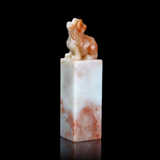 孤品014411:老挝石桃花冻貔貅钮方章-3.3*3.4*13.2cm 商品图2