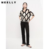NEELLY纳俪商场同款气质V领镂空菱格针织衫女套头短袖夏季上衣N23061A01189 商品缩略图1