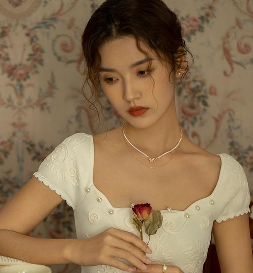 Oflye潮流饰品  微镶满钻贝壳蝴蝶项链女小众设计叠戴人造珍珠 商品图1