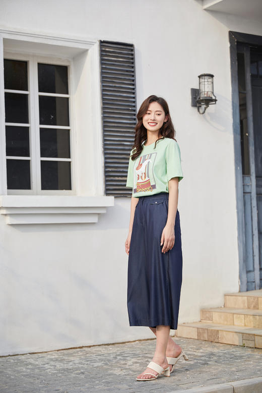 奇威  深蓝牛仔裤阔腿裤0DB02117 商品图3