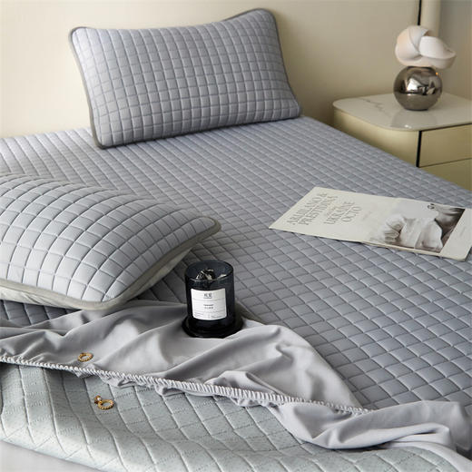 【武汉】银鹏汉棉乳胶席床笠三件套-米兰灰（凉席180*200cm+枕套48*74cm*2) 商品图13