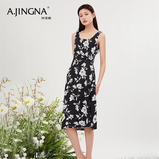 【商场同款】阿菁娜印花设计感小众无袖吊带连衣裙A30X112089 商品图1