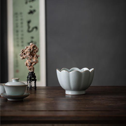 【丰子汝窑】莲花温碗 天青汝窑 茶洗 特大号家用笔洗水盂收纳碗 商品图4