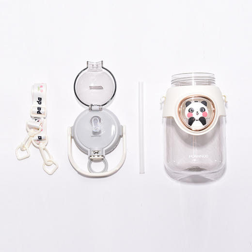 新品高颜值可爱女生水杯儿童带吸管塑料便携水壶夏天超萌学生杯子980mL YXRY60127 商品图1