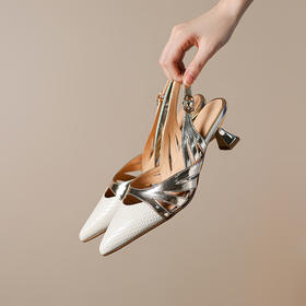 优雅百搭，撞色拼接尖头中跟凉鞋MBJR-602