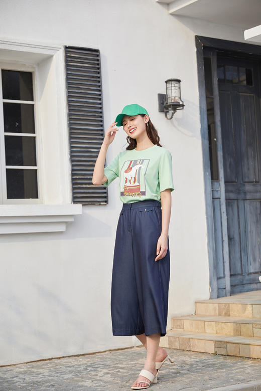 奇威  深蓝牛仔裤阔腿裤0DB02117 商品图5