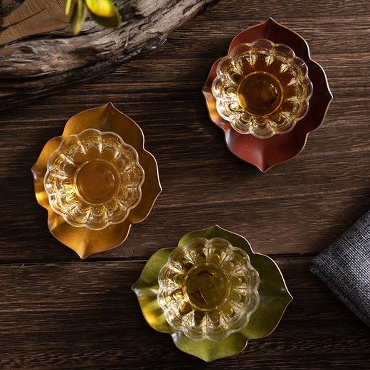 朱炳仁铜 茶道创意四季彩金碟茶盘茶碟茶托手工复古家用铜茶杯垫 商品图3