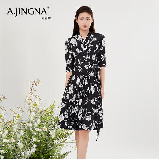 【商场同款】阿菁娜茶歇风碎花设计感连衣裙A30X112090 商品图0