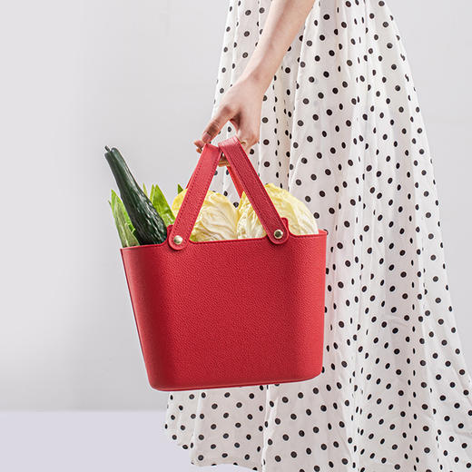 幸和湾方形皮纹手提包仿皮纹手提篮 商品图4