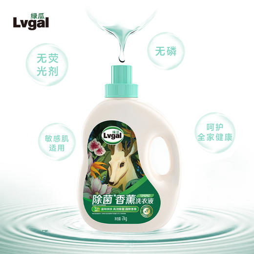 绿瓜 除菌洗衣液 2kg/桶  除菌配方 护衣护色（新疆/西藏/青海/甘肃/宁/夏内蒙古/海南不发货） 商品图3