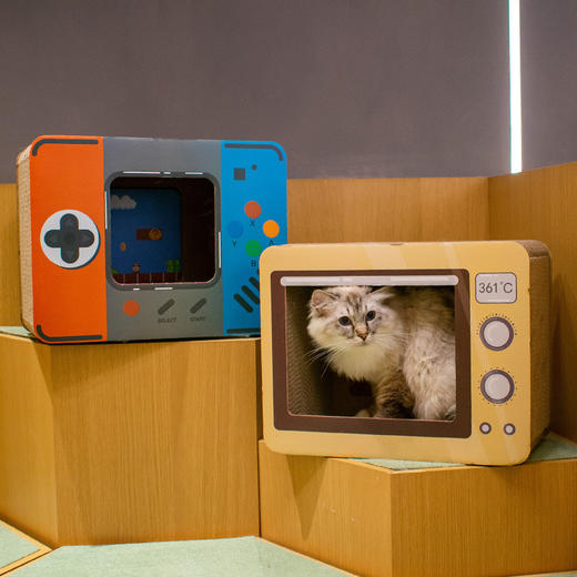 【宠物用品】-创意电视机宠物猫抓板立式耐磨防抓瓦楞纸猫窝 商品图1