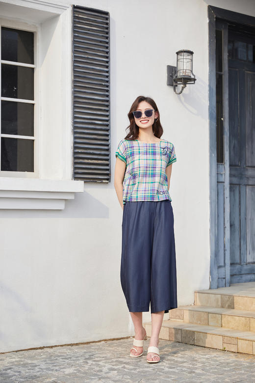 奇威  深蓝牛仔裤阔腿裤0DB02117 商品图11