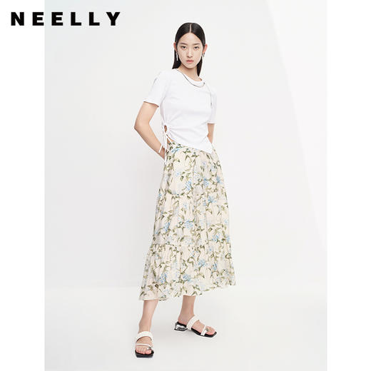 NEELLY纳俪商场同款夏季天丝半身裙女中长款可爱蛋糕裙显瘦时尚N23061E01204 商品图1