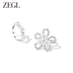 ZEGL设计师花梦系列花朵戒指女小众设计指环时尚个性开口食指戒子