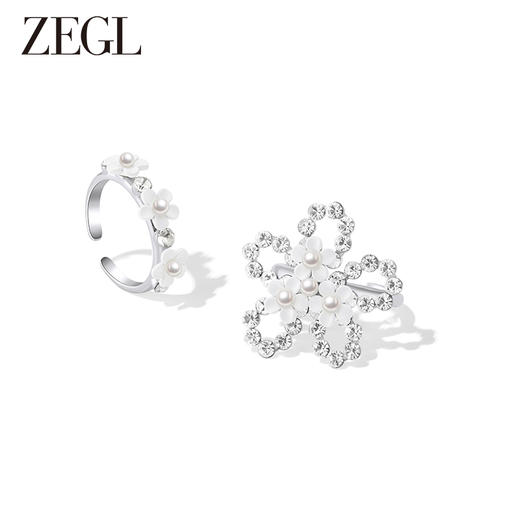ZEGL设计师花梦系列花朵戒指女小众设计指环时尚个性开口食指戒子 商品图0