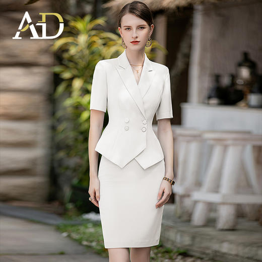 AD时尚通勤职业装女士主持演讲服装2023夏季新款收腰西装套装工装 商品图0