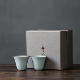 【丰子汝窑】【天青高心杯2入】茶杯手工开片主人杯陶瓷汝瓷单杯子个人品茗杯功夫茶具