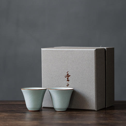 【丰子汝窑】【天青高心杯2入】茶杯手工开片主人杯陶瓷汝瓷单杯子个人品茗杯功夫茶具 商品图0