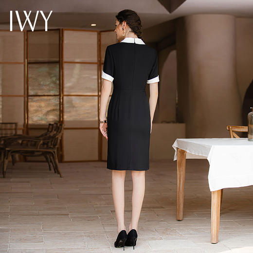 IWY/高级感设计款黑色短袖西装连衣裙收腰显瘦大翻领商务接待工装Q957 商品图4