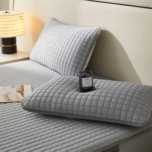 【武汉】银鹏汉棉乳胶席床笠三件套-米兰灰（凉席180*200cm+枕套48*74cm*2) 商品图4