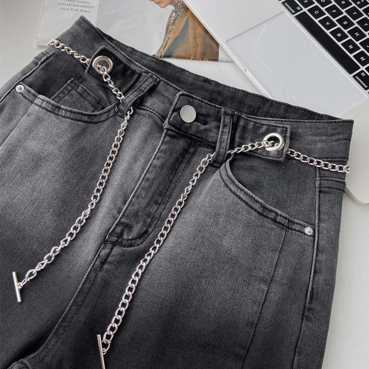 渐变色开叉微喇牛仔裤女；秋季新款紧身显瘦，撞色小个子喇叭长裤，时尚潮流，舒适贴身；展现你的青春活力！ 商品图6