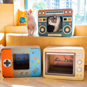 【宠物用品】-创意电视机宠物猫抓板立式耐磨防抓瓦楞纸猫窝