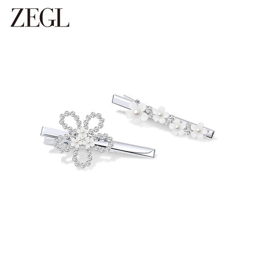 ZEGL设计师花梦系列花朵发夹女侧边2023新款后脑勺一字夹发饰头饰 商品图0