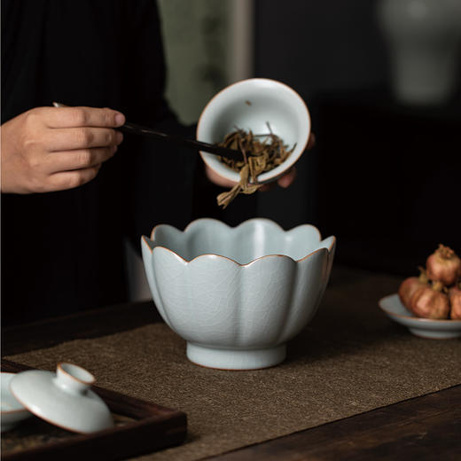 【丰子汝窑】莲花温碗 天青汝窑 茶洗 特大号家用笔洗水盂收纳碗 商品图1