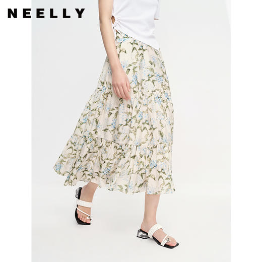 NEELLY纳俪商场同款夏季天丝半身裙女中长款可爱蛋糕裙显瘦时尚N23061E01204 商品图2