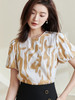 米思阳2025夏季新款复古风提花衬衣套头圆领一粒扣宽松上衣女1909 商品缩略图1